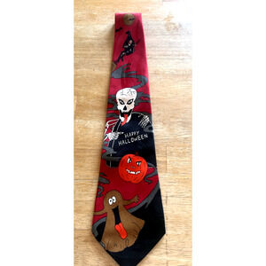 DIMODA Handmade Skeleton Pumpkin Witch Bat Ghost Halloween Neck Tie FAB!